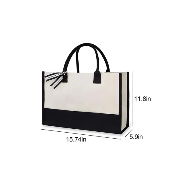 Initial Canvas Beach Bag