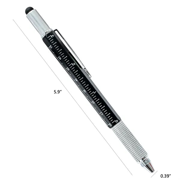 6-in-1 Custom Metal Multi Tech Tool Pen w/Ruler & Levelgauge