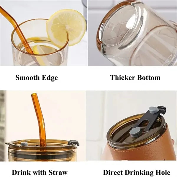 13 oz Tumbler Water Glass with Lid & Straw