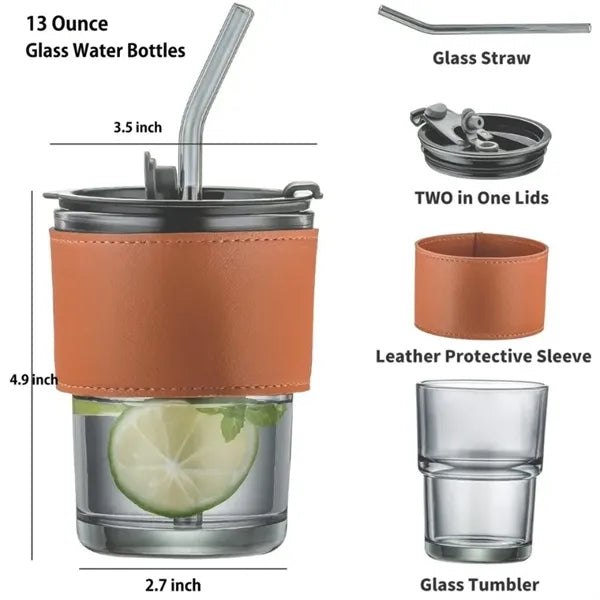 13 oz Tumbler Water Glass with Lid & Straw