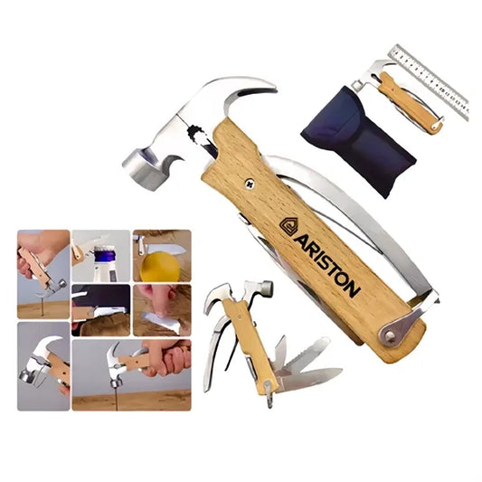 Wooden Handle EDC Tool with Safety Lock Hammer and Knife