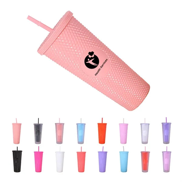 24oz Barbie Pink Plastic Durian Straw Cup