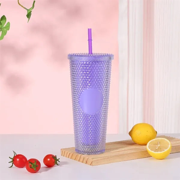 24oz Barbie Pink Plastic Durian Straw Cup