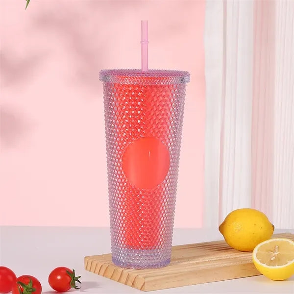 24oz Barbie Pink Plastic Durian Straw Cup