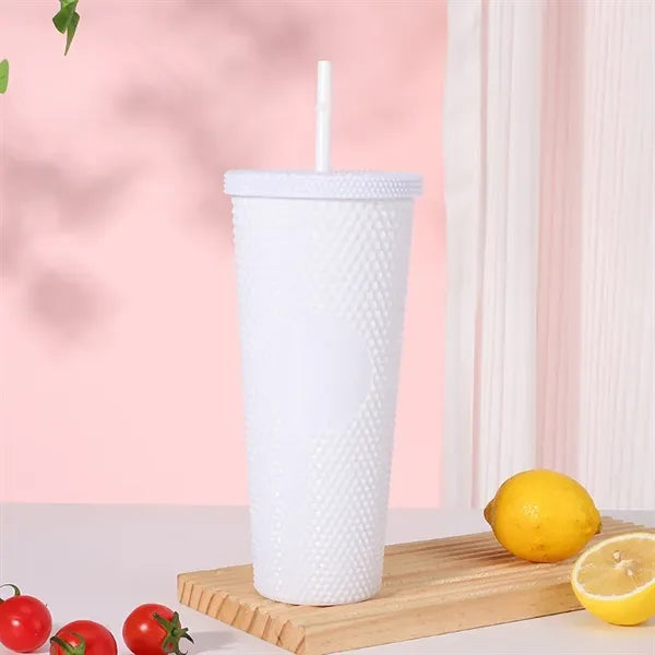 24oz Barbie Pink Plastic Durian Straw Cup