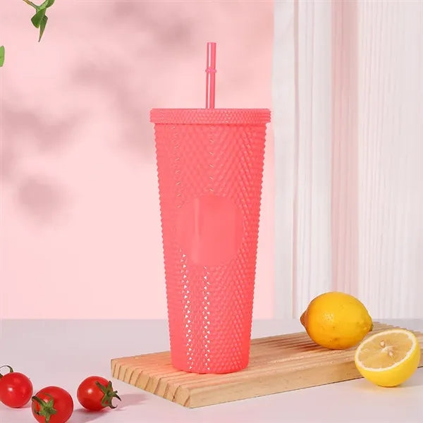 24oz Barbie Pink Plastic Durian Straw Cup