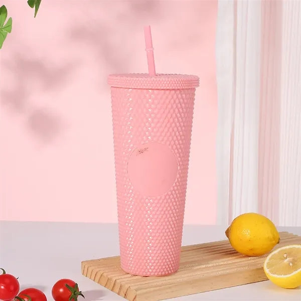 24oz Barbie Pink Plastic Durian Straw Cup