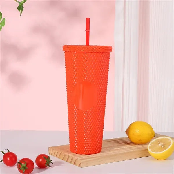 24oz Barbie Pink Plastic Durian Straw Cup