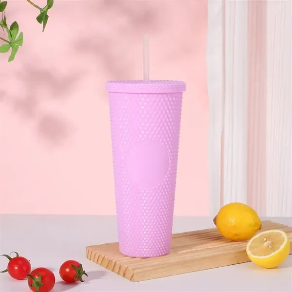 24oz Barbie Pink Plastic Durian Straw Cup