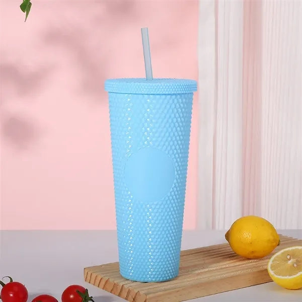 24oz Barbie Pink Plastic Durian Straw Cup