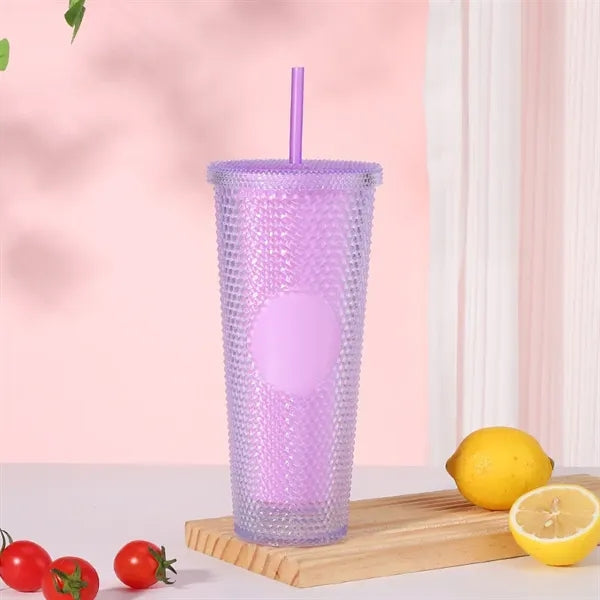 24oz Barbie Pink Plastic Durian Straw Cup