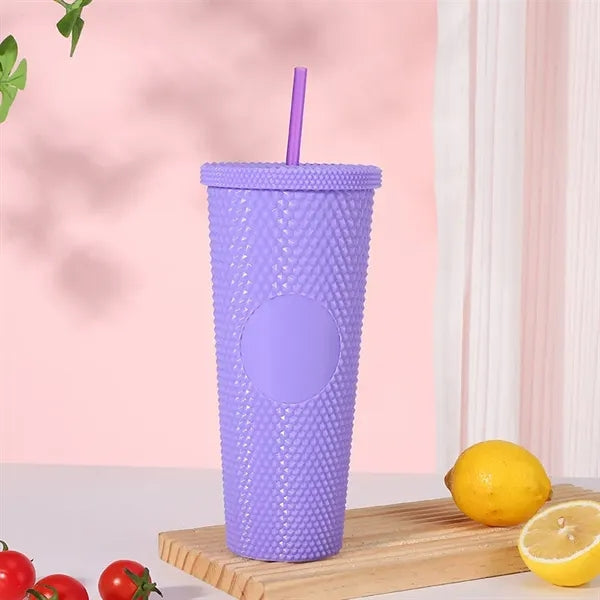 24oz Barbie Pink Plastic Durian Straw Cup