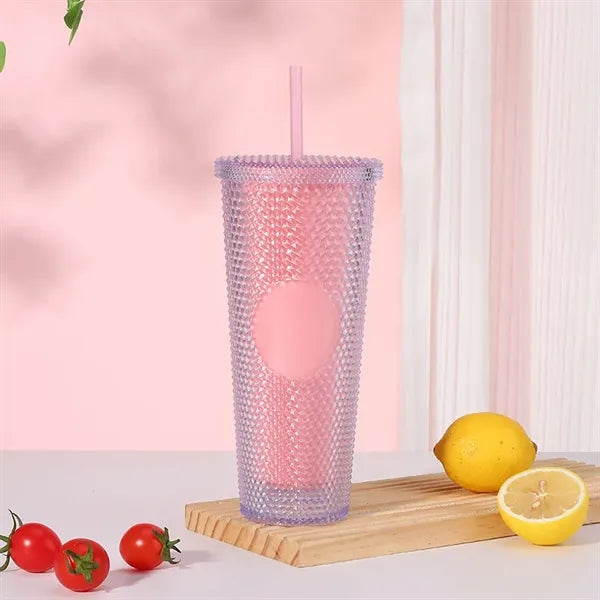 24oz Barbie Pink Plastic Durian Straw Cup