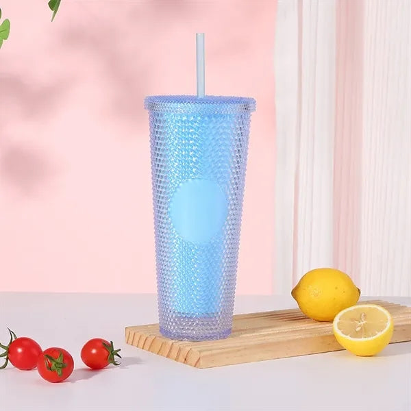 24oz Barbie Pink Plastic Durian Straw Cup