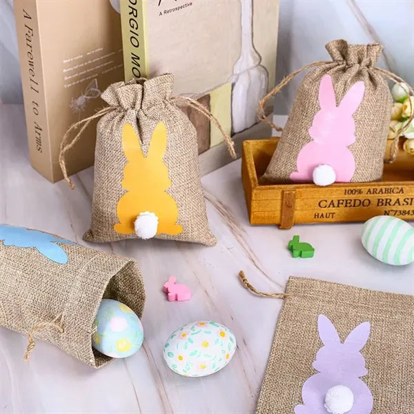 Easter Burlap Drawstring Bags