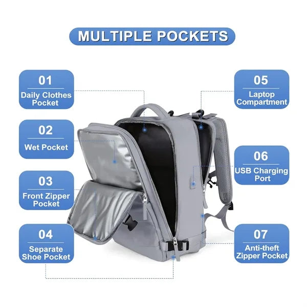 Waterproof Outdoor Travel Backpack With Wet Pocket