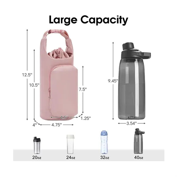 Adjustable Shoulder Strap Travel Insulated Water Bottle Bag