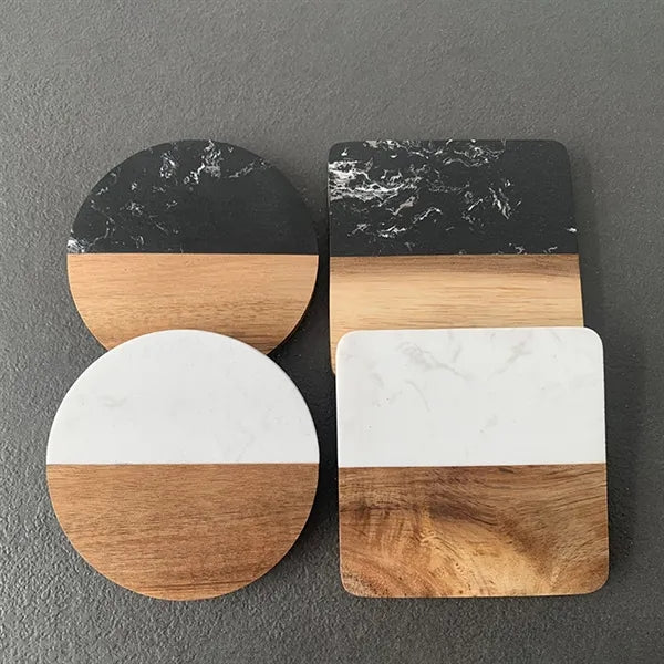 Acacia Wood & Marble Coaster