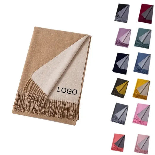 Reversible Cashmere Thick Tassel Shawl