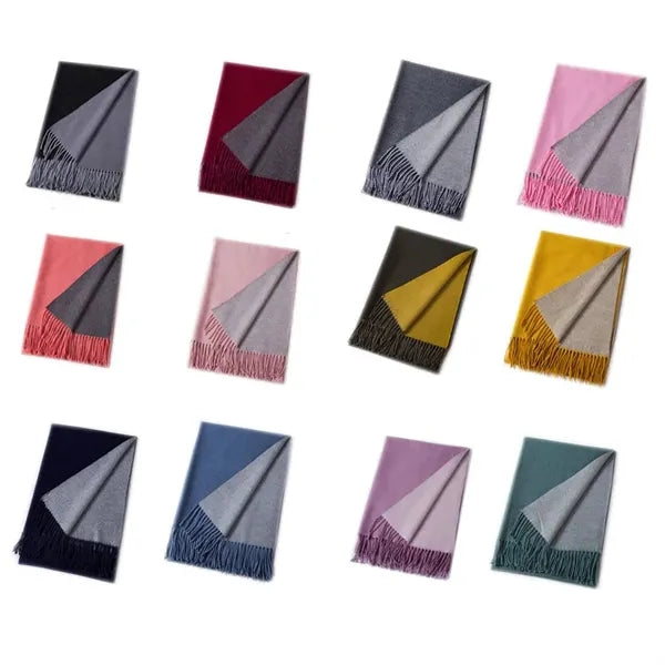 Reversible Cashmere Thick Tassel Shawl