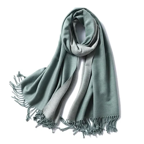 Reversible Cashmere Thick Tassel Shawl