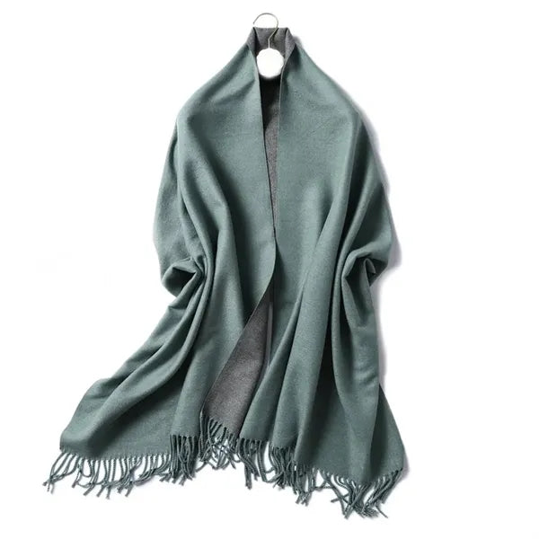 Reversible Cashmere Thick Tassel Shawl