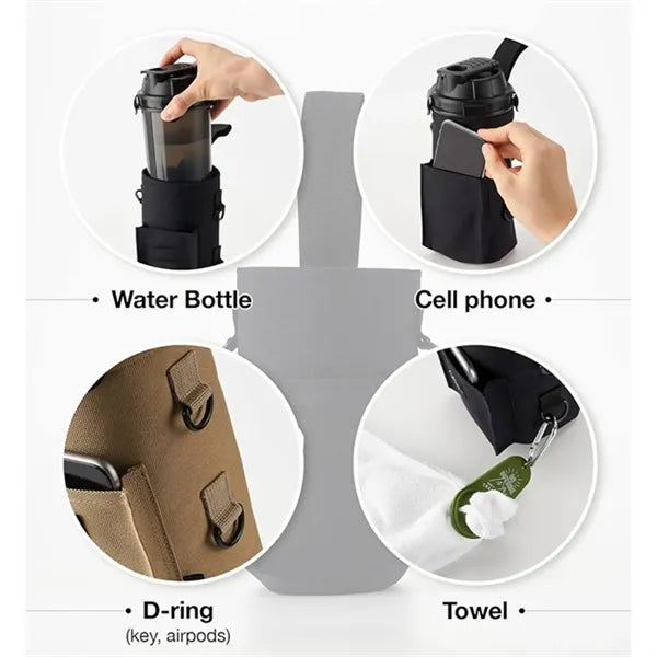 Gym Magnetic Water Bottle Bag With Shoulder Strap
