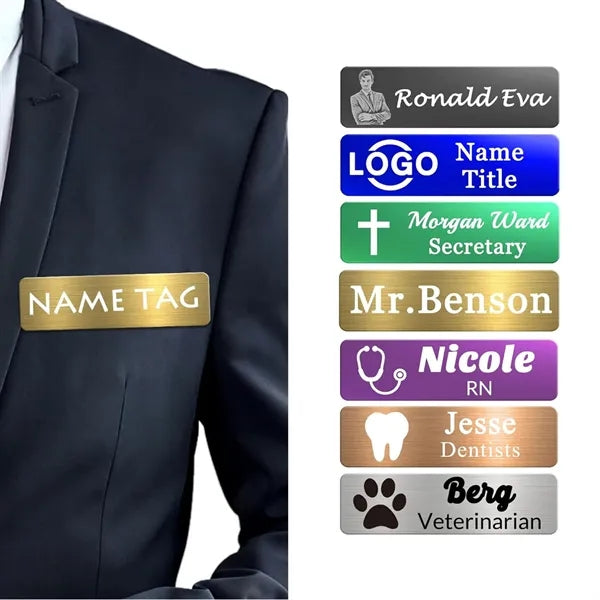 Stainless Steel Name Tag With Magnetic Backing