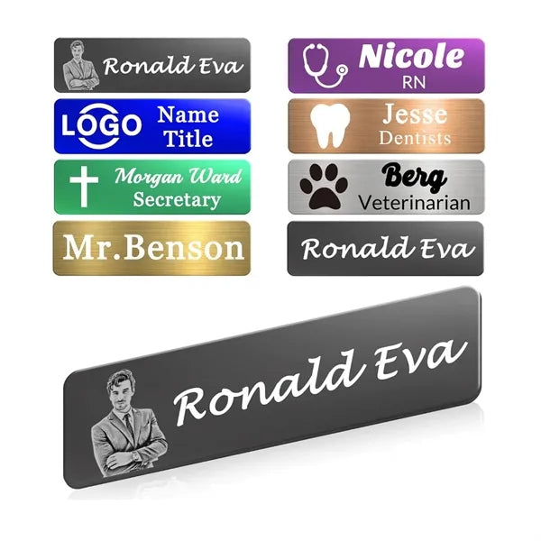 Stainless Steel Name Tag With Magnetic Backing