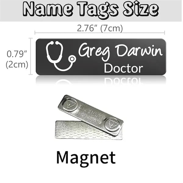 Stainless Steel Name Tag With Magnetic Backing