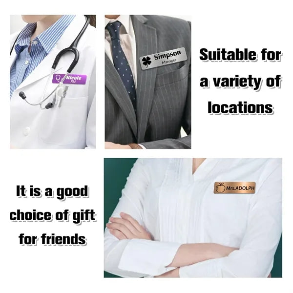 Stainless Steel Name Tag With Magnetic Backing
