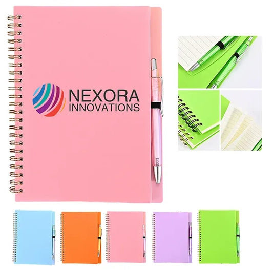 A5 Student Spiral Notebook with Pen, PP Soft Cover, Loose-Le