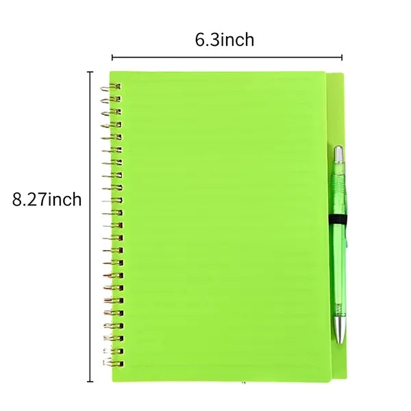 A5 Student Spiral Notebook with Pen, PP Soft Cover, Loose-Le