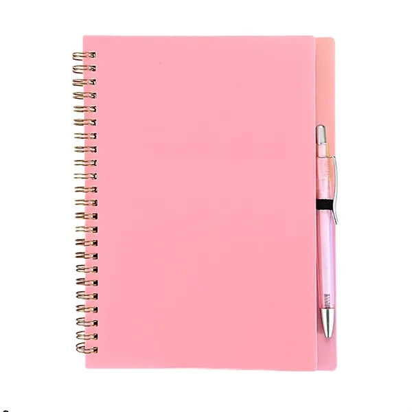 A5 Student Spiral Notebook with Pen, PP Soft Cover, Loose-Le