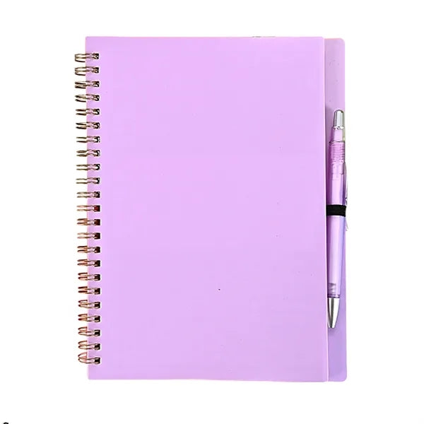 A5 Student Spiral Notebook with Pen, PP Soft Cover, Loose-Le