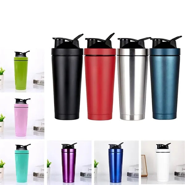 25oz Stainless Steel Metal Gym Sports Protein Shaker Bottle