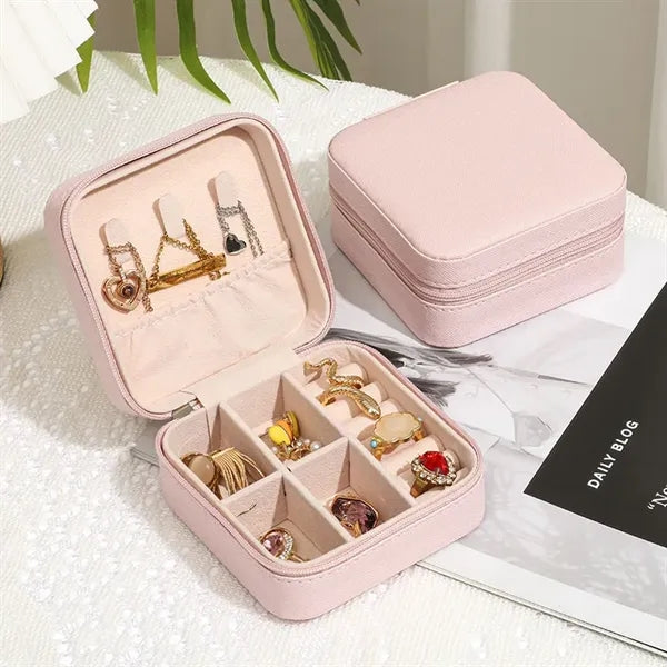Square Velvet PU Leather Jewelry Storage Box Organizer Case