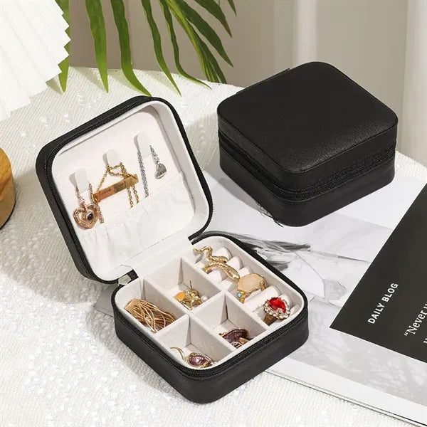 Square Velvet PU Leather Jewelry Storage Box Organizer Case