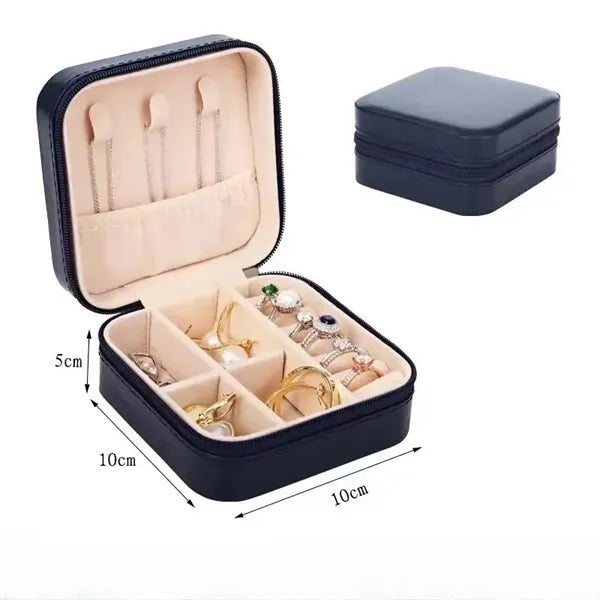Square Velvet PU Leather Jewelry Storage Box Organizer Case