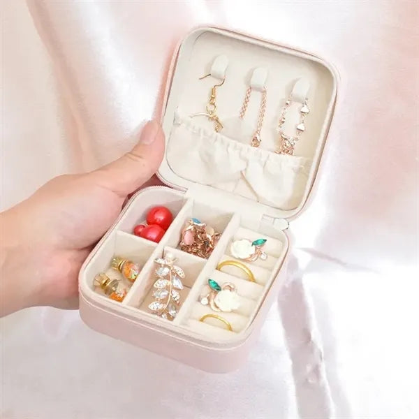 Square Velvet PU Leather Jewelry Storage Box Organizer Case