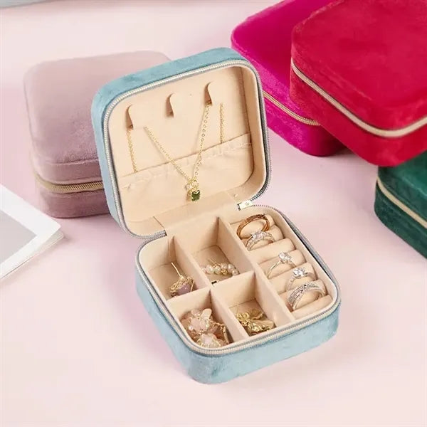 Square Velvet PU Leather Jewelry Storage Box Organizer Case
