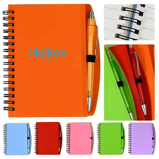 A5 Spiral Notebook with Pen Colorful Soft Cover Lined Loos