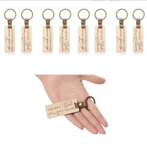 Wooden Leather Rectangle Laser Engraving DIY Crafts Key Tag