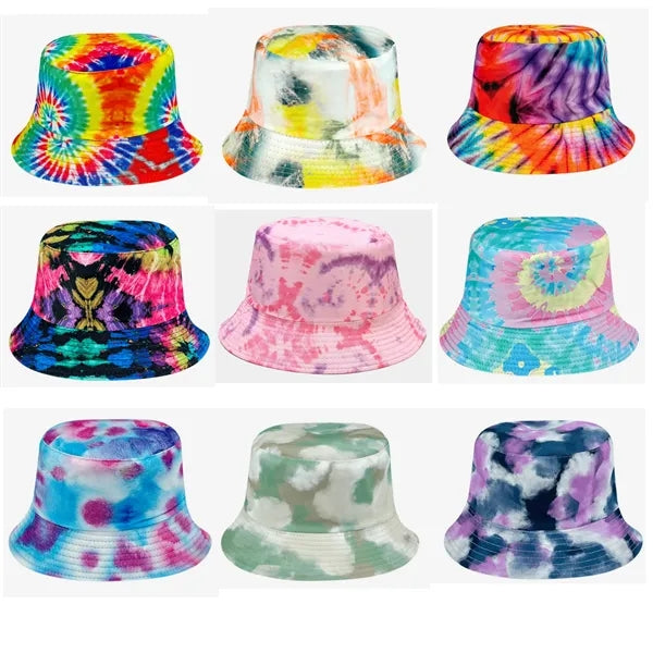 Reversible Tie Dye Bucket Hat Unisex Cotton Summer Sun Cap