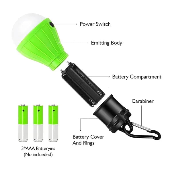 Portable LED Tent Light Hook Emergency Camping Bulb Lantern
