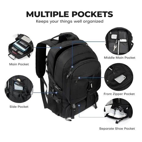 50L Expansion Travel Backpack with Shoe Compartment