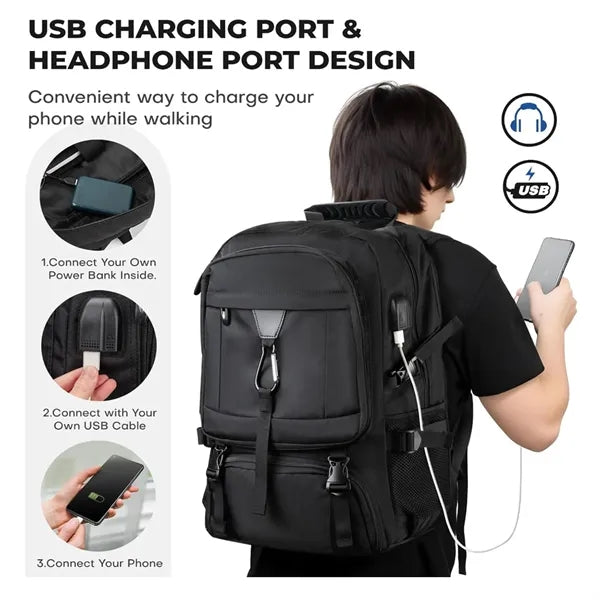 50L Expansion Travel Backpack with Shoe Compartment