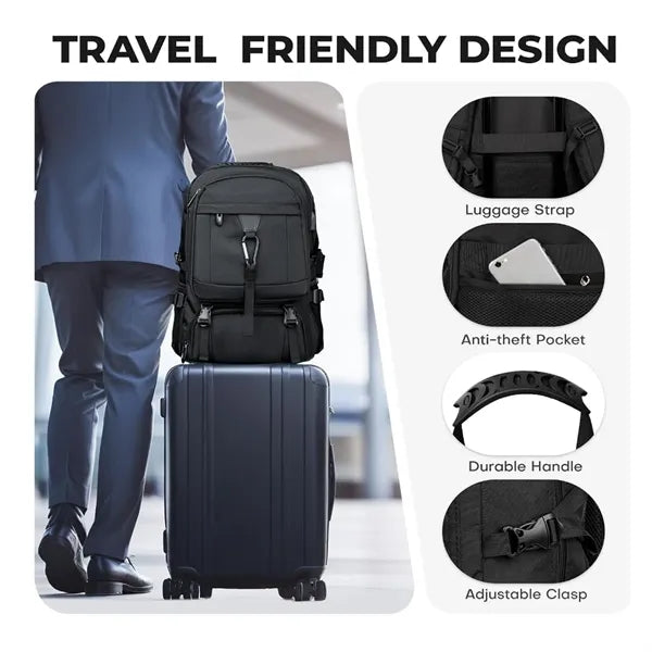 50L Expansion Travel Backpack with Shoe Compartment