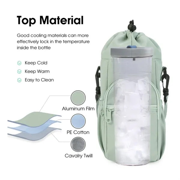 Insulated Water Bottle Bag With Adjustable Strap