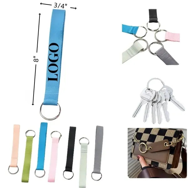 Polyester Lanyard w/Steel Ring for Keys Phone Bottle ID Tag